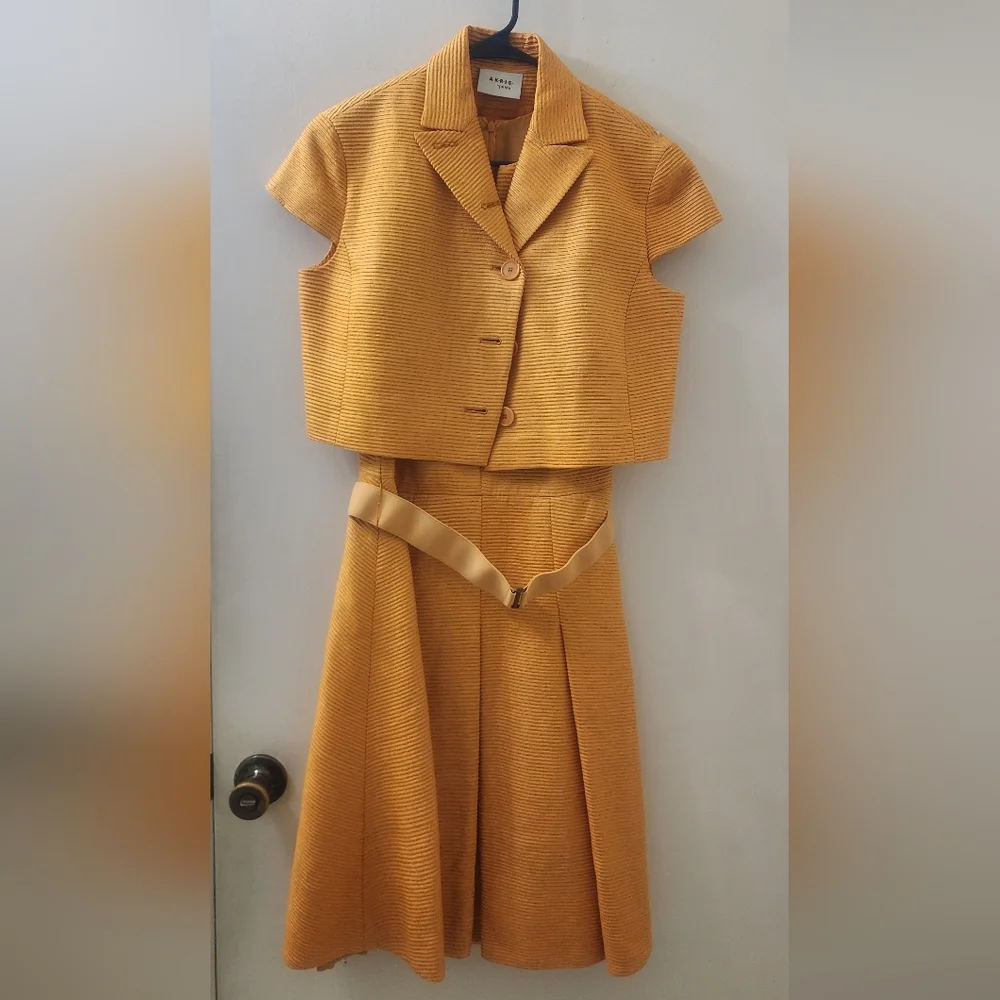 Akris Punto Vintage‎ Orange Two-Piece Dress Set, Size 8, Mulberry Silk.